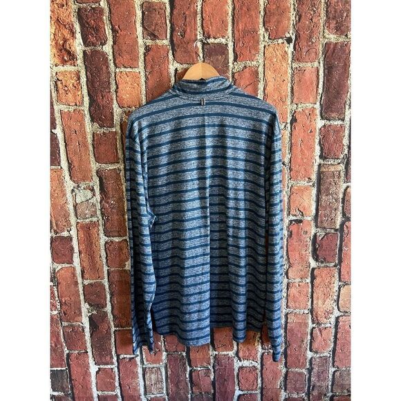 Nike Mens Blue Striped Running 1/4 Zip Mock Neck Sweater Size 2XL - Picture 2 of 3